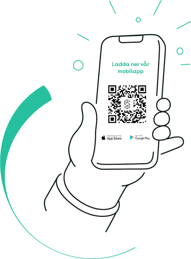 Safello easy mobile use illustration with QR code